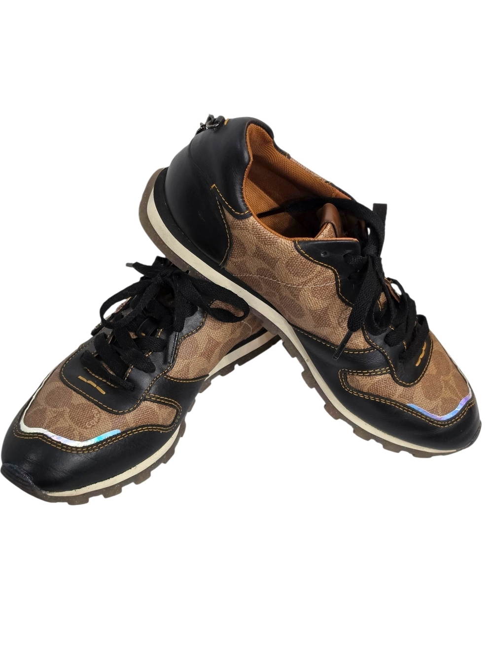 Coach Signature Leather Sneakers C118 Beaded Applique Shooting Star - Picture 3 of 14